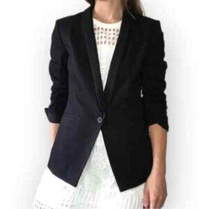 Madewell Duskfall Drape One Button Black Blazer 2